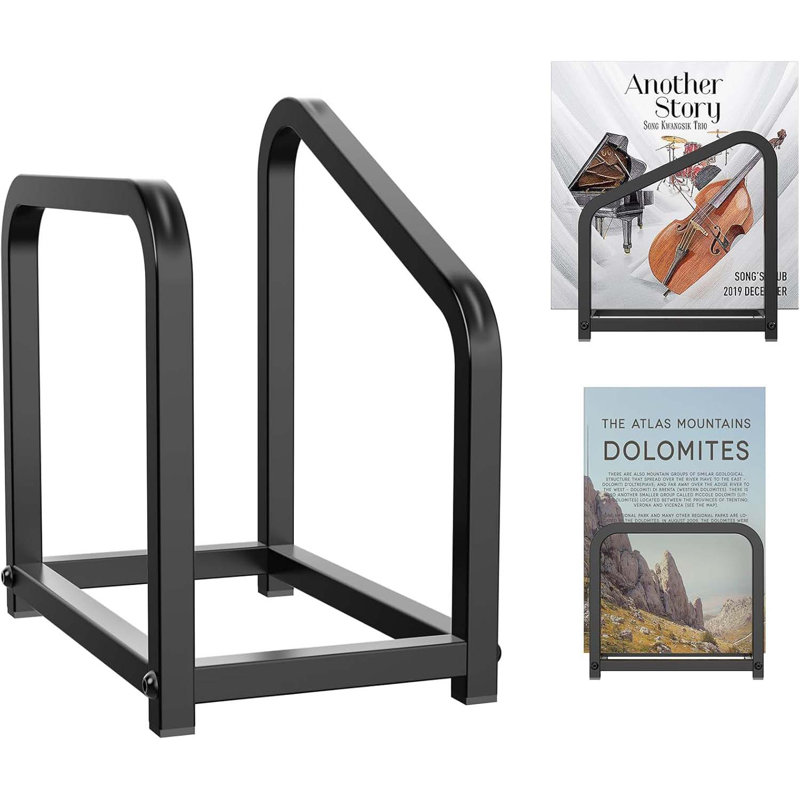 Record Holder Metal Vinyl Record Storage Rack With Retro Design Organize Albums Books, Magazine, Files - Matte Metal Up To 15-30 LP Storage Shelf Bookshelf- Simple