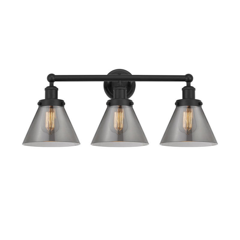 Éclairage pour meuble-lavabo à intensité variable 3 lumières Aritzy, Noir mat, Plaqué couleur fumée