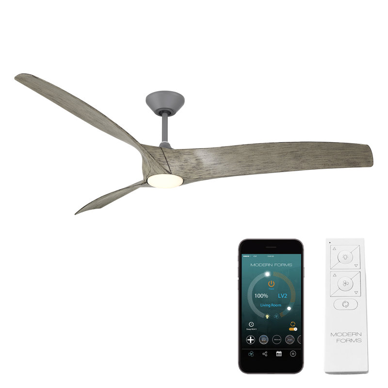 Ventilateur de plafond intelligent d'intérieur / extérieur à 3 pales Zephyr avec trousse d'éclairage à DEL sélectionnable 2700K-3000K-4000K-5000K et télécommande incluse