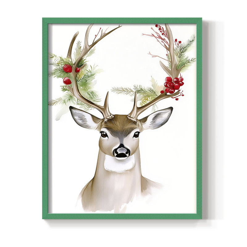 «Christmas Holiday Art», reproduction encadrée en bois massif, H 11 po x l 9 po, Vert