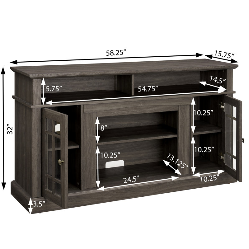 Classic TV Media Stand Modern Entertainment Console For TV Up To 65" With Open And Closed Storage Space,58.25"W*15.75"D*32"H