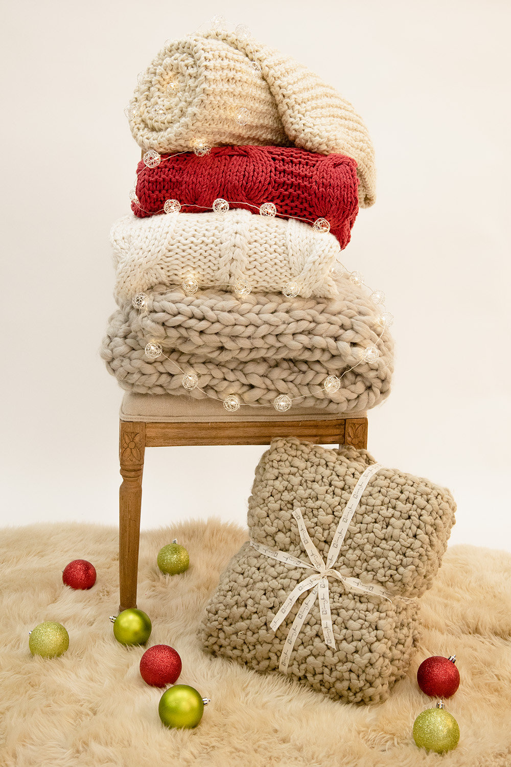 Wool Throw Blanket, Off White