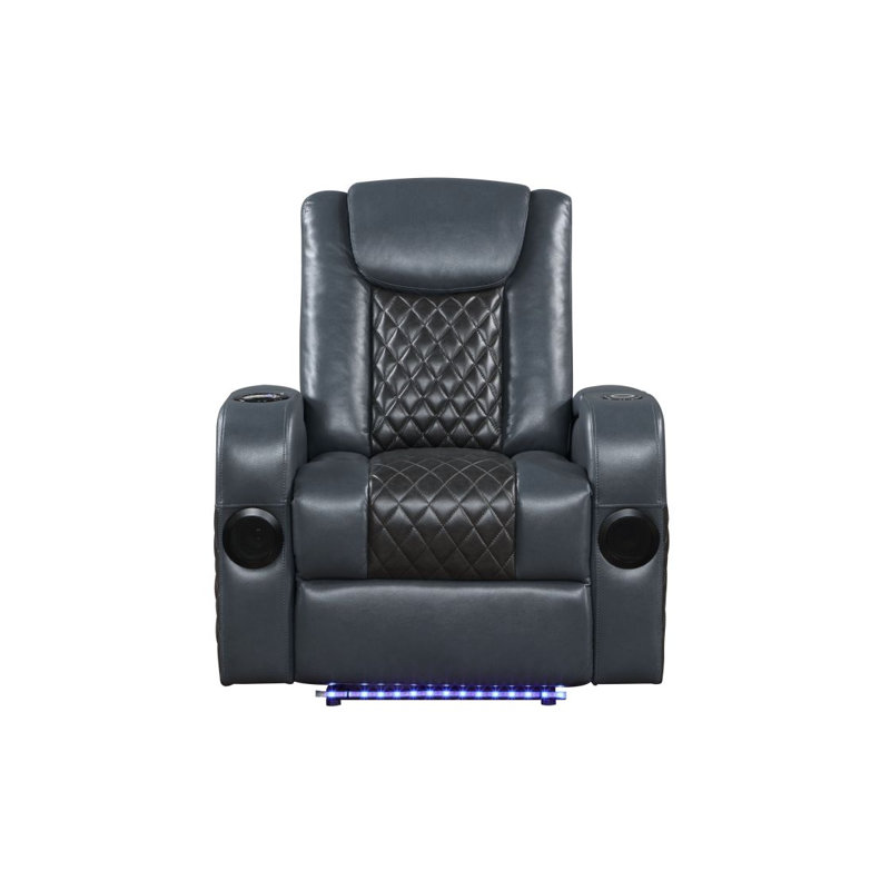 Fauteuil inclinable électrique gris foncé avec, Noir + bleu
