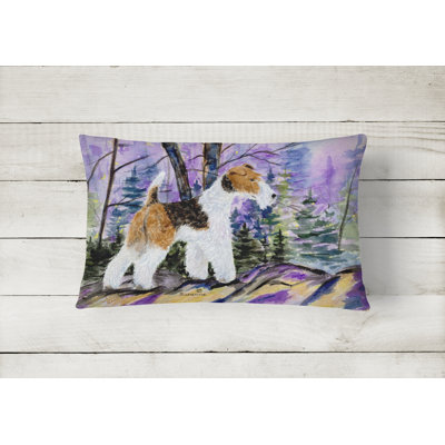 Fox Terrier Outdoor Reversible Throw Pillow