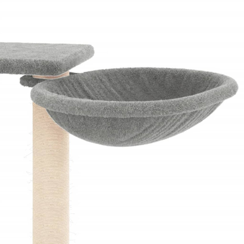 vidaXL Cat Tree Engineered wood, plush, sisal Medium Durable, Light Grey
