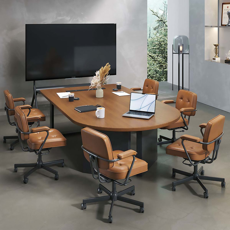 Table de conférence moderne et minimaliste en bois massif de 70,87 pouces, H 29,53 po x l 70,87 po x P 39,37 po