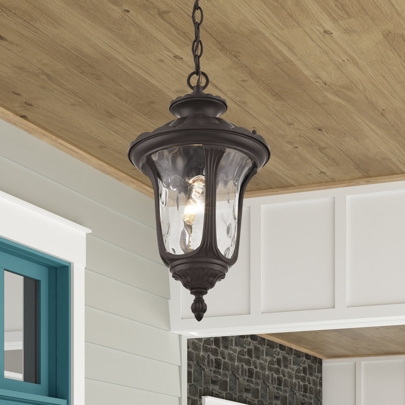 Luminaire suspendu d'extérieur Arelene, H 17,5 po x l 9,5 po, Bronze