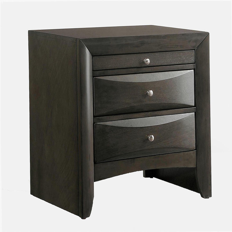 Grey Oak Bedside Table with 2 Drawers, Oak