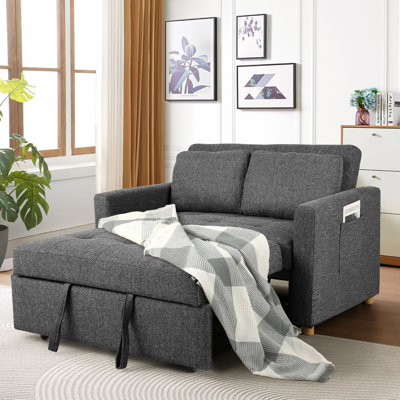 Dharius 48.5" Convertible Sofa Bed 3-in-1 Upholstered Reclining Sleeper Sofa Couch Bed with Cushions
