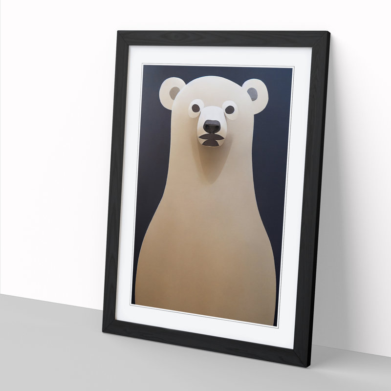 Lekishia Polar Bear Minimalistic Vol.1 - Picture Frame Print, 64cm H x 46cm W, Black