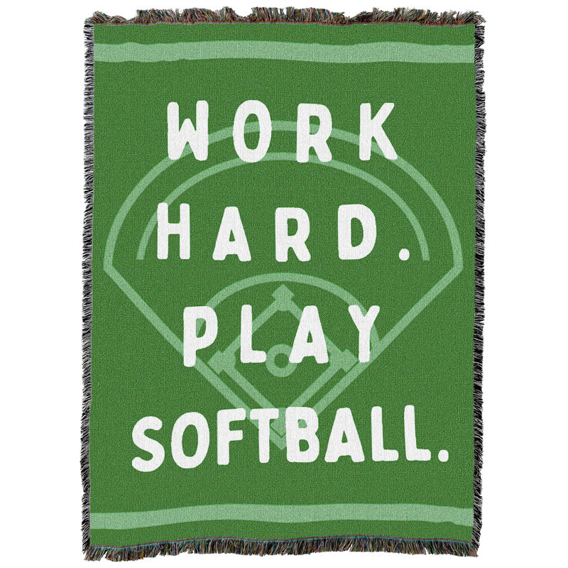 Pure Country Weavers Work Hard Play Softball - Couverture jetée en tapisserie sportive, tissée en coton, fabriquée aux États-Unis (72 x 54)