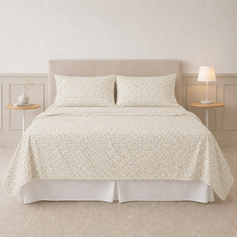 Ensemble de draps en microfibre 4 pièces Modern, California King Sheet Set with 2 Pillowcases, Or rose doux
