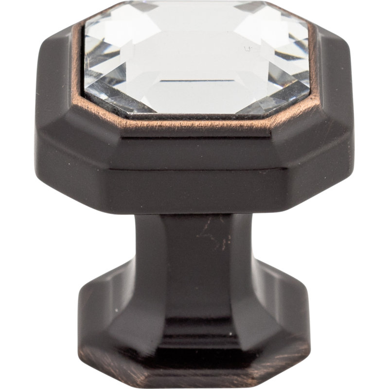 Crystal Emerald 1 1/8" Length Geometric Knob, Tuscan Bronze