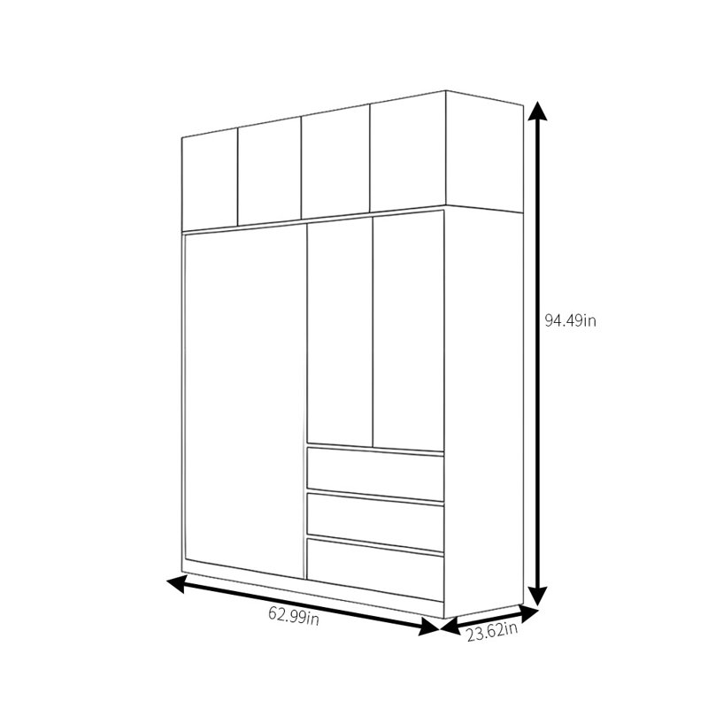 Petite garde-robe moderne et simple, H 94 po x l 63 po x P 24 po