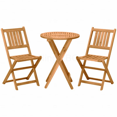 Ensemble de table basse ronde en bois d'acacia 3 pièces Ensemble de bistro en bois Outsunny