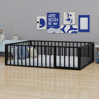 Floor Bed Frame With Fence And Door