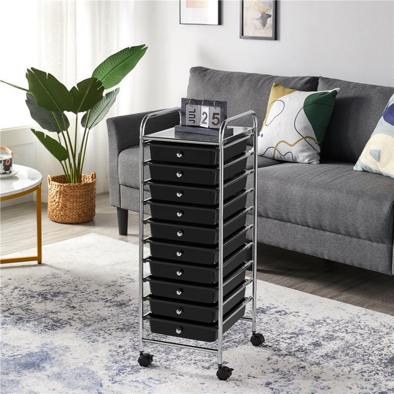 90.5cm H x 36.5cm W Utility Cart with Wheels, Black