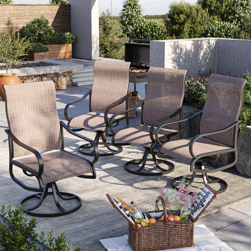 Fauteuils de patio pivotants Angeli, Brun