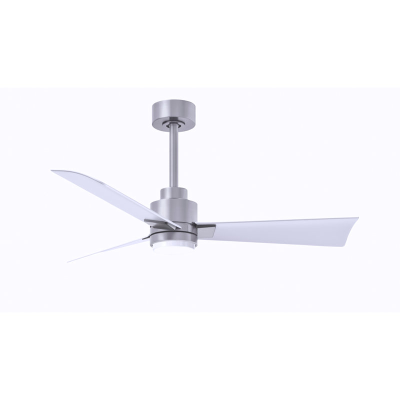 Ventilateur de plafond Alessandra, Blanc mat, Nickel brossé, 42"