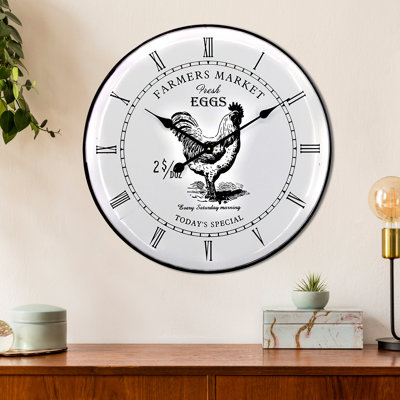 Oversized Niles Vintage Rooster Metal Wall Clock - 60 cm / 23.6 in