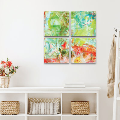 Ensemble de 4 panneaux muraux - Eva Galonska «Ahnung», art mural sur toile pour le salon, la chambre à coucher ou le bureau