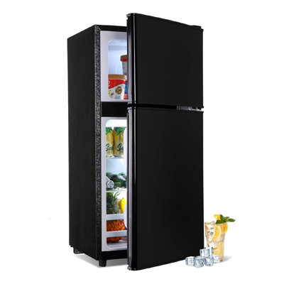 Mini réfrigérateur de 3,2 pi cu avec congélateur, tablettes réglables en verre amovibles avec thermostat, petit réfrigérateur écoénergétique silencieux pour la cuisine de bureau de résidence, noir