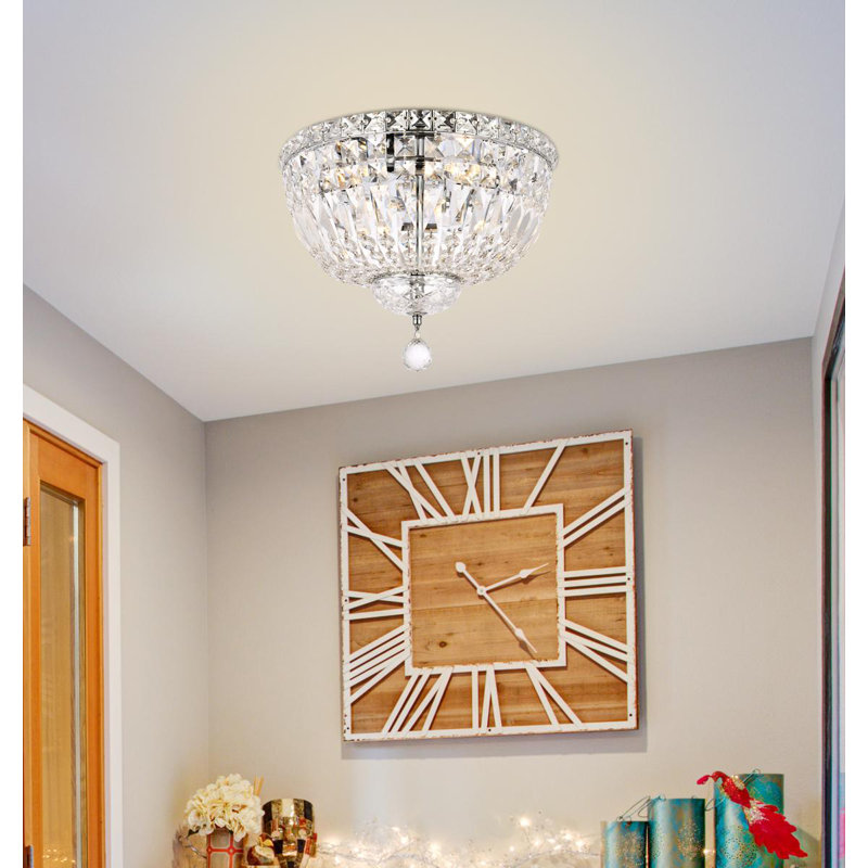 Stinnett Flush Mount, Chrome, 4 Lights, 9" H x 12" W x 12" D