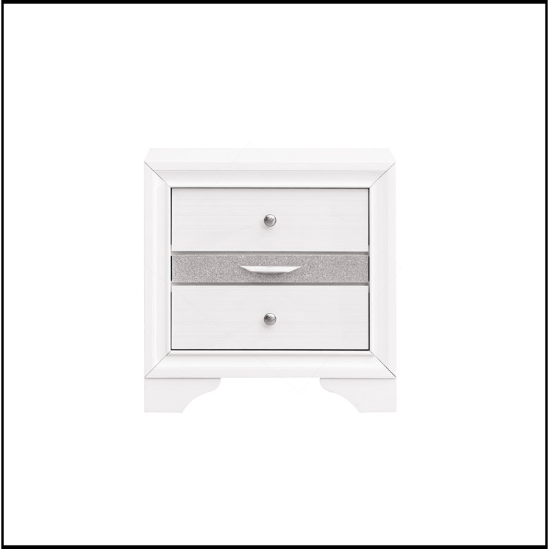 Wooden 2 Drawer Nightstand, White