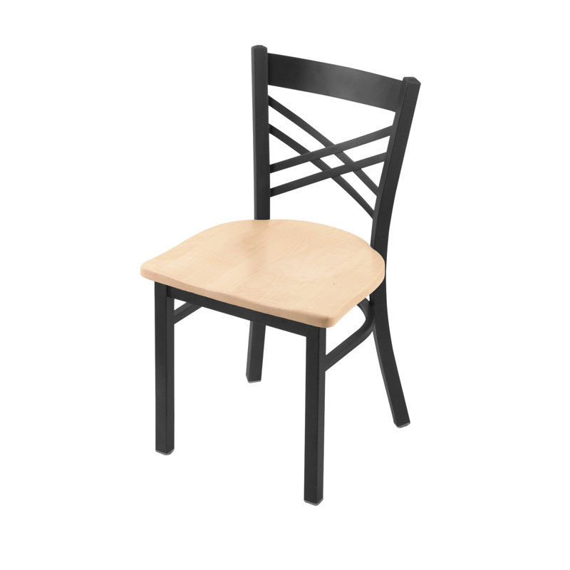 Catalina 18'' H Metal Side Chair, Pewter, Wood-Natural Maple