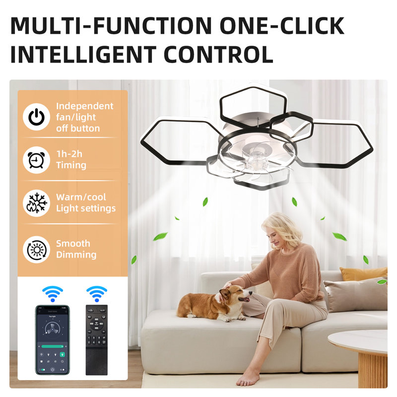 40,5 po Plafonnier moderne avec ventilateur, ventilateurs de plafond à profil bas avec lumières et télécommande et contrôle d'application