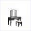 Ensemble de coiffeuse avec tabouret, mobilier de chambre noir classique, miroir à trois volets, 3 tiroirs de rangement | Noir | Tabourets de coiffeuse
