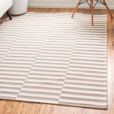 Tapis taupe / ivoire en coton Veneto