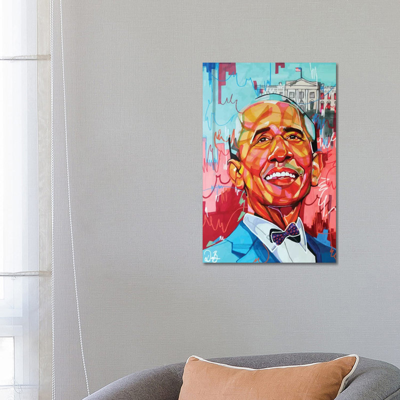 Barack Obama - impression d'art graphique, H 26 po x l 18 po x 1,5 po, Toile tendue, Pas de tapis