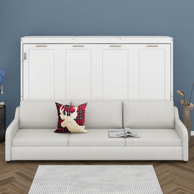 Grand lit escamotable à armoire avec canapé pliant