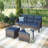 9 - Person Outdoor Swivel Rocking Chair Conversation Set With Fire Pit Table And Cushions-310833134
