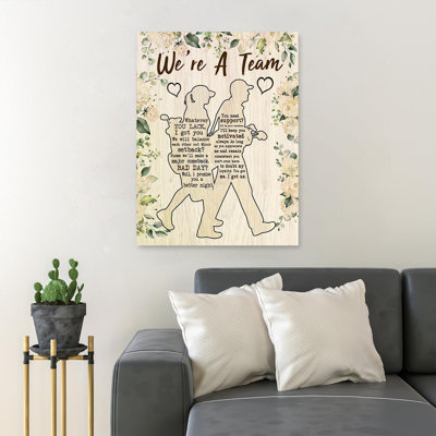 Couple Walking Together - We're A Team - 1 Piece Rectangle Graphic Art Print On Wrapped Canvas