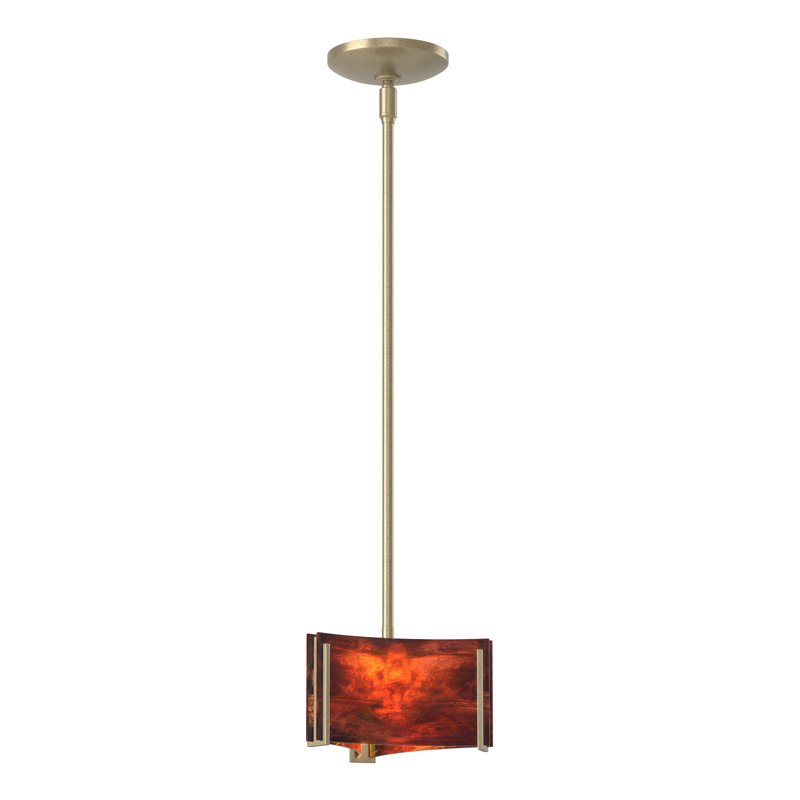 Luminaire suspendu géométrique unique à 1 lumière Exos, Verre topaze, Or doux