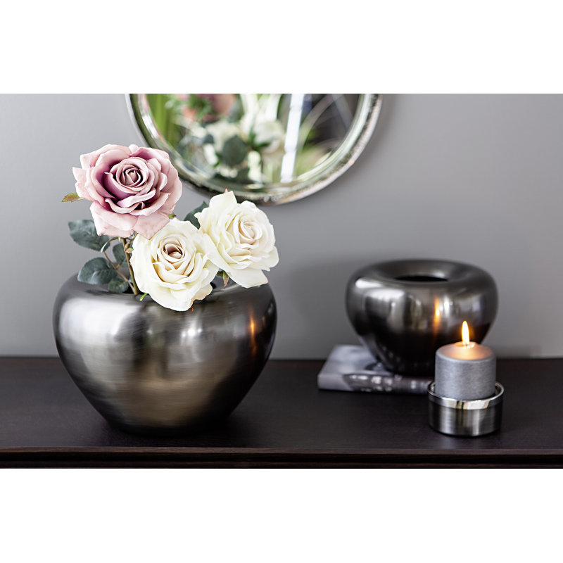 Venus Handmade Stainless Steel Table Vase, 15cm H x 23cm W x 23cm D, Grey