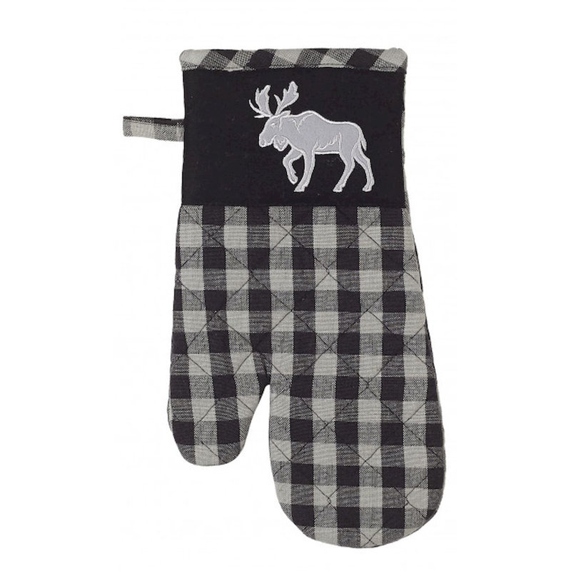 Ensemble de 2 mitaines à carreaux gris avec orignal Buffalo