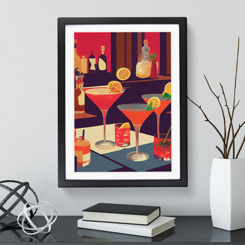 Selection Of Cocktails No.1 - Framed Print, Black Framed, 34cm H x 25cm W x 2cm D