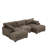 3 - Piece Upholstered Light Brown Faux Rabbit Fur Flannel Reversible Modular Sofa Living Room Sectional Couch with Pillows-1303078375