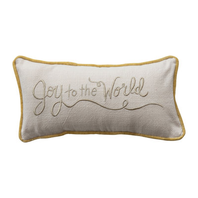 Coussin lombaire Slub avec broderie, passepoil et dossier en velours «Joy To The World»