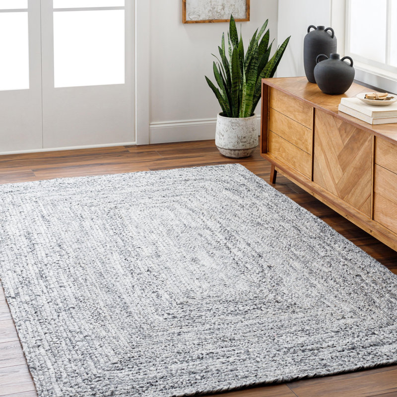 Rectangle Groh Flatweave Polyester Area Rug in Gray, Rectangle 8' x 10'