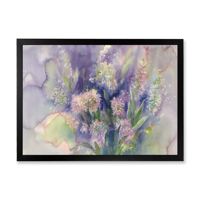 «Rose Hyacinth On Rainy Day», reproduction sur toile, Cadre d'angle fermé noir, H 8 po x l 12 po x P 1 po