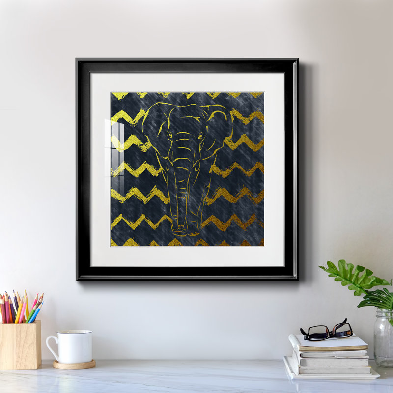 «Brushed Elephant», cadre photo, Papier encadré noir, H 17,5 po x l 17,5 po x P 1,5 po
