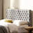 Light Grey Fabric Queen Size Headboard - Tufted Button Design, Adjustable Solid Wood Frame & Metal Legs-424163018