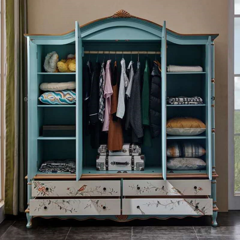 Armoire classique pastorale bleue et blanche