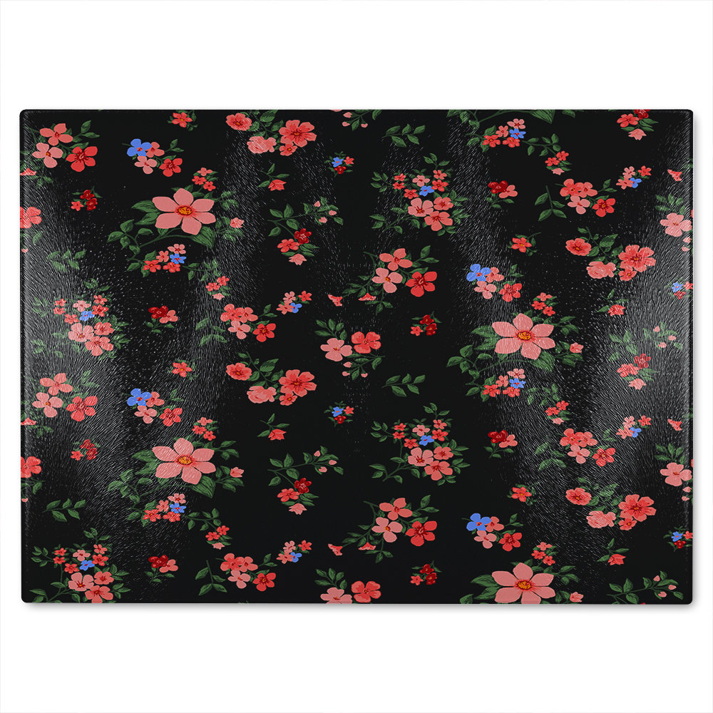 Beautiful Flowers Glass Chopping Board