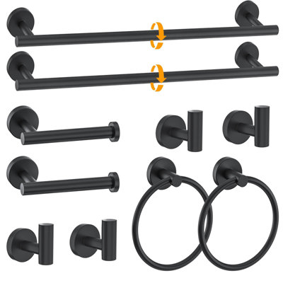 10-Piece Round Bathroom Hardware Towel Bar Set