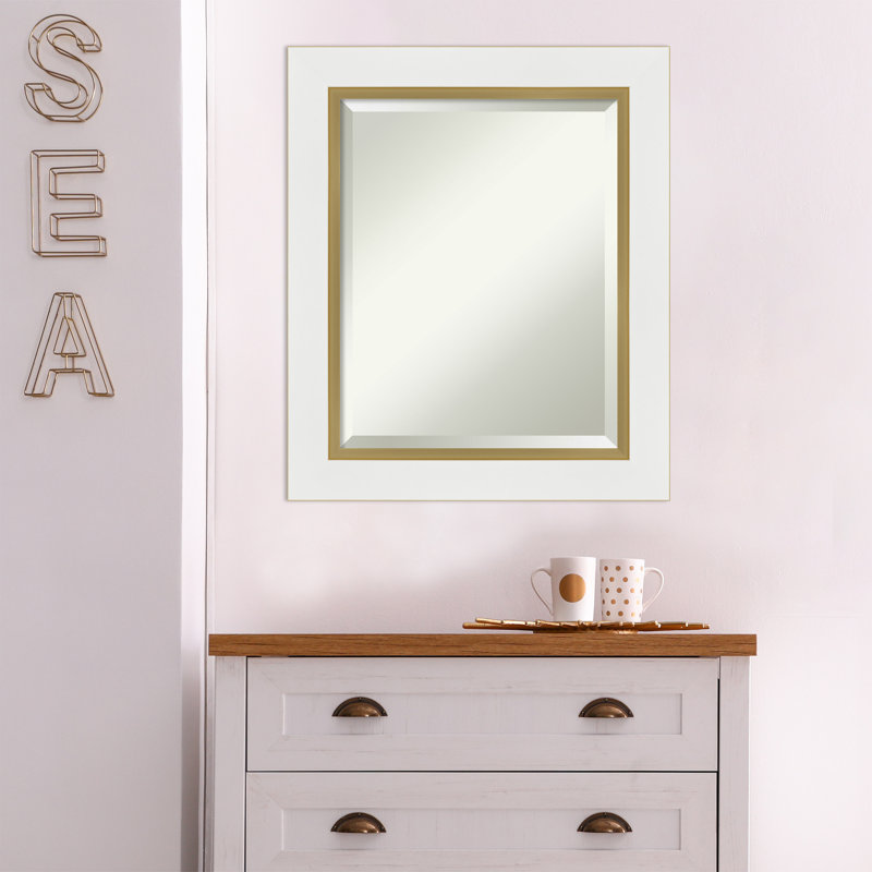 Quade Mirror, 21" x 25", Satin White/Gold